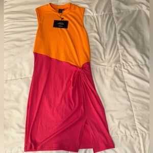Ribbed Pink & Orange Vacation Dress